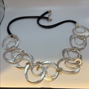 Elegant Silver Necklace with Black Cord